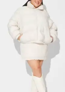 Wild Fable Plus Size Women’s Off-White Iridescent Puffer Jacket | Size 4X