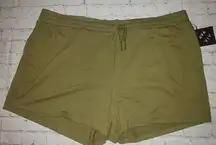 NWT Ava & Viv Women's Plus Size 4X Olive Green Elastic Waist Shorts