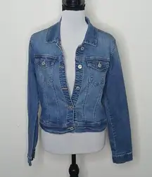 s premium denim crop Jean jacket size large