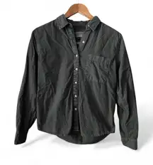 Universal Thread Women’s Gray Black Denim Long Sleeve Classic Fit Shirt Size S