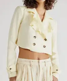 NEW Free People 100%‎ Linen Crossover Back Bennie Crop Blazer, S