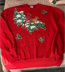 Vintage 90’s Red JERZEES Embroidered Christmas Sweater