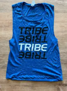 Bella canvas tank. Blue, says TRIBE. Size small.