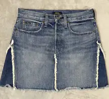 VINTAGE RALPH LAUREN PATCHWORK DEBIM MINI SKIRT BUTTON FLY 2 TONE DENIM SZ 27
