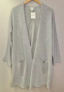 NWT Anthropologie Donni Light Gray Ribbed Open Front Cardigan One Size Fits All