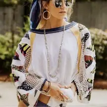 NWT Free People We the Free Serengeti Mixed Media Top