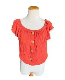 Womens Indulge Boutique Cheyenne Button Crop Top - Sz L