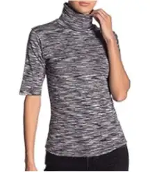 Free People Sunshine Space Dye Distressed Crop Elbow Sleeve Turtleneck