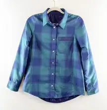 Flylow Penny Insulated Plaid Flannel Jacket Shacket Astro/Spruce Green Blue XS