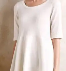 Moth Anthropologie Sweater Women Small Ivory Knit Peplum Tie Back Short Sleeve