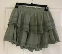 American Eagle Outfitters Sage Green Layered Mini Skirt (Never Worn)