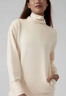 Athleta Balance Cinch Turtleneck Sweatshirt Women’s XXS Chantilly Cream Pockets