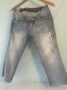 Rock Revival Cropped Embellished Cropped Jeans size 27 Kate Capri Y2K