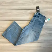 Studio Blue Cece Super High Rise Patch Pocket Crop Wide Leg Jean Blue 29 NWT