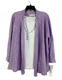 Alfred Dunner Women's Casual Lilac & White Tank & Cardigan
