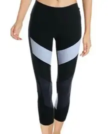 90 Degree By Reflex Black Crop Colorblock Workout Leggings