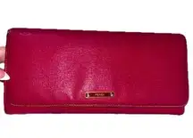 Authentic  Pink Fuchsia Leather Crayons Continental Wallet