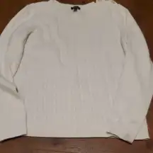 Talbots Cream Cable Knit Sweater with Button Detail