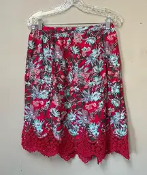 Vintage Tanzara Y2K Women’s Colorful Pink Floral Crochet Bohemian Mini Skirt L