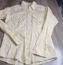 Rock 47 by Wrangler Cream Pearl Snap Button-Up Shirt