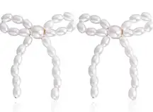Pearl Bow Drop Earrings