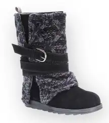 Muk Luks  Nikki Faux Suede Belt Wrap Water Resistant Boots  Navy Black  9M