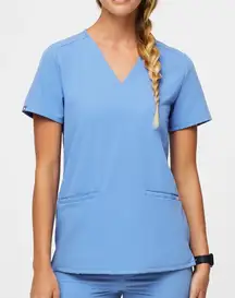 Figs  Casma Three-Pocket Scrub Top Blue Short Sleeve scrub size medium ceil blue