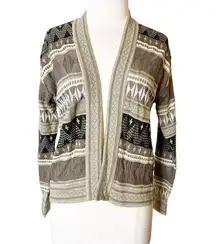Peruvian connection fair isle open cardigan Aztec southwest sz S