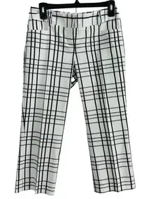 Express Design Crop Pants Womens‎ Sz 0 White Black Plaid Classic Business Casual