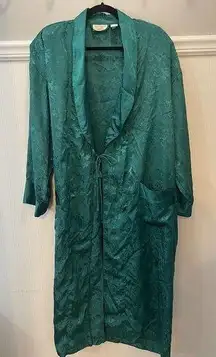 Victoria's Secret Women's Vintage Gold Label 90’s Green Satin Bath Robe Size M/L