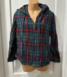 LL Bean Plaid Zip Up Hoodie in M