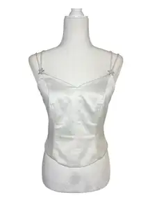 White Silk Corset Y2K Tank Embellished Mcbling