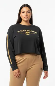 Timberland Gray Logo Print Long Sleeve Oversize Cropped Hoody Sweatshirt Top XXL