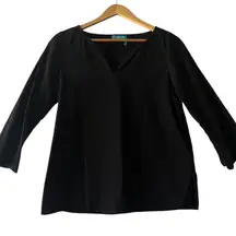 Fresh Produce Black Tunic Top Size S Cotton‎ V Neck Long Sleeve Casual