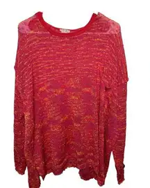 easel  Pink Confetti Knit Fringe Sweater size large