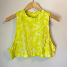 Cropped Cotton Tank Top Highlighter Yellow Tie Dye