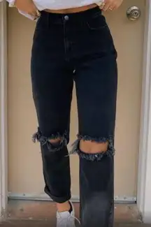 Black Ryder Boyfriend Straight Leg Ripped Jeans