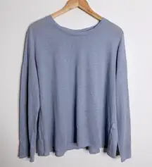 NWOT Eileen Fisher Organic Linen Jersey Crew Neck Top Large Light Blue