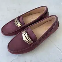 TOD'S GOMMINO Suede Maroon Driving Shoes Loafers size 35.5