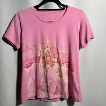 KulturGut AG Womens Pink Neuschwanstein Castle Graphic T-Shirt Size M