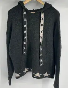 Easel Los Angeles Charcoal Gray Star Print Hoodie Sweater Size S
