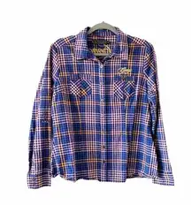 COOGI  Plaid Button Down Shirt Purple Yellow Gingham Women’s Size 1X