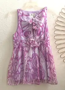 Milly of New York 100% Silk Purple Fairy Whimsy Coquette Boho Bow Peplum Blouse Shirt Top Frill Sleeveless Sz 2 #cottagecore Measurement in pics