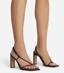 Ego official Marble SQUARE TOE KNOT DETAIL HEEL IN BLACK FAUX LEATHER