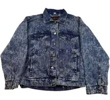 The Rolling Stones Acid Wash Denim Jacket American Flag Tongue‎ Logo Size M