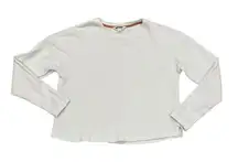 Boden White Waffle Knit Long Sleeve Top Size S Made in Turkey Cotton Casual