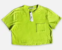 Alice & Olivia NWTs Cropped Neon Green Baby T-Shirt Women’s Size Small