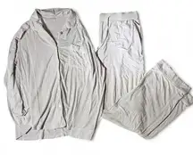 Cozy Earth Viscose Bamboo Pajama Set Button Down Shirt Pants Light Pink 2 Piece