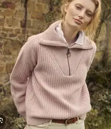 Barbour Stavia Knit Rosewater Pink Zipper Sweater Size 4
