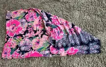 Lilly Pulitzer 100% Cotton Floral & Geometric Print Scarf / Wrap